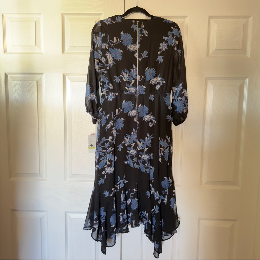 NWT Maison Tara Elegant Black and Blue Floral Dress - Picture 9 of 11
